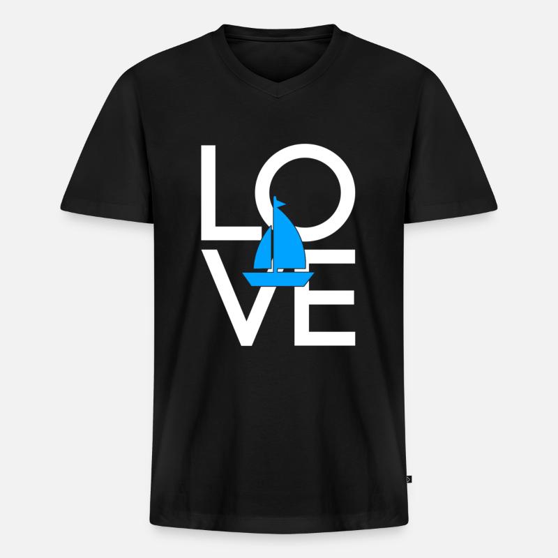 Segeln - Männer Premium Bio T-Shirt mit V-Ausschnitt - Schwarz