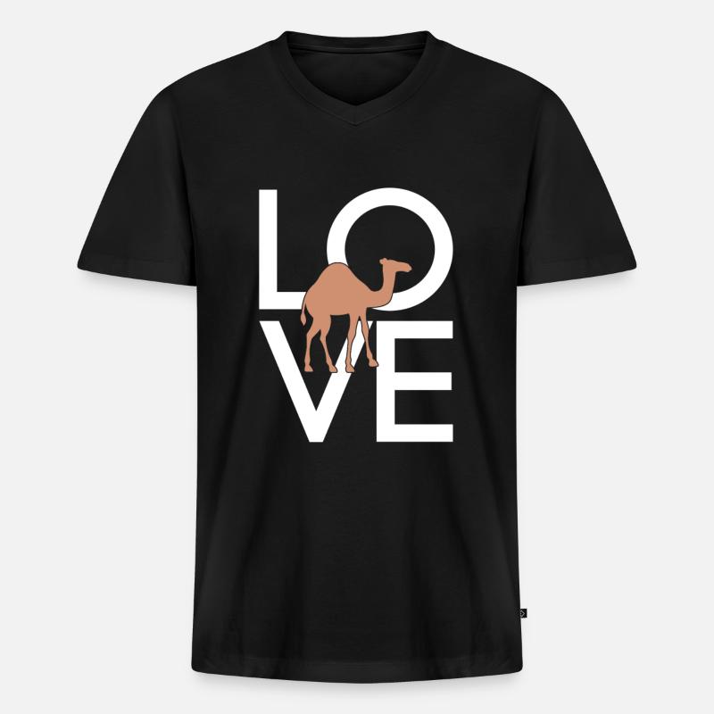 Dromedar - Männer Premium Bio T-Shirt mit V-Ausschnitt - Schwarz