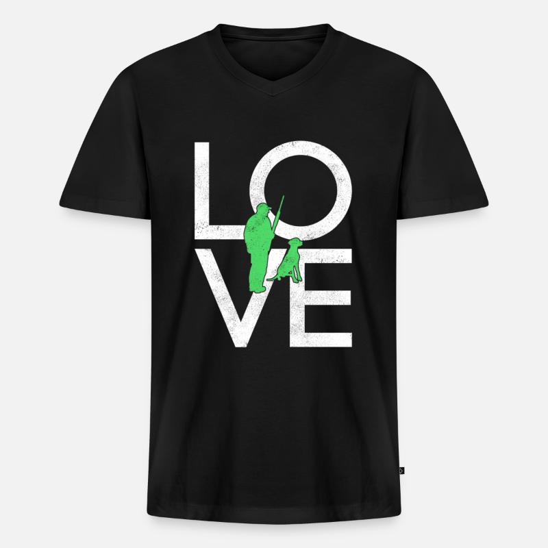 Jagen - Männer Premium Bio T-Shirt mit V-Ausschnitt - Schwarz