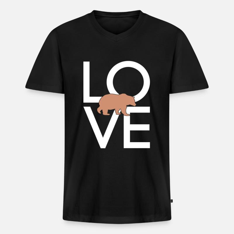 Bär - Männer Premium Bio T-Shirt mit V-Ausschnitt - Schwarz