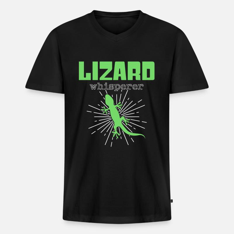 Eidechsen Flüsterer - Männer Premium Bio T-Shirt mit V-Ausschnitt - Schwarz