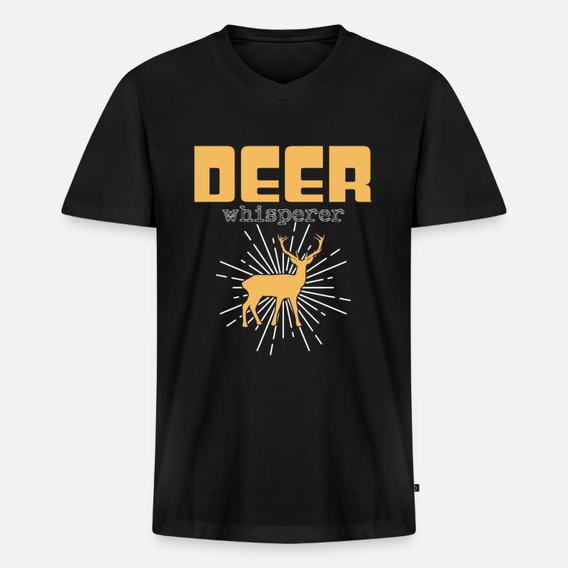 Hirsch Flüsterer - Männer Premium Bio T-Shirt mit V-Ausschnitt - Schwarz