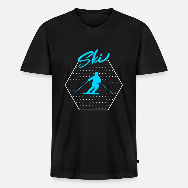 Ski - Männer Premium Bio T-Shirt mit V-Ausschnitt - Schwarz