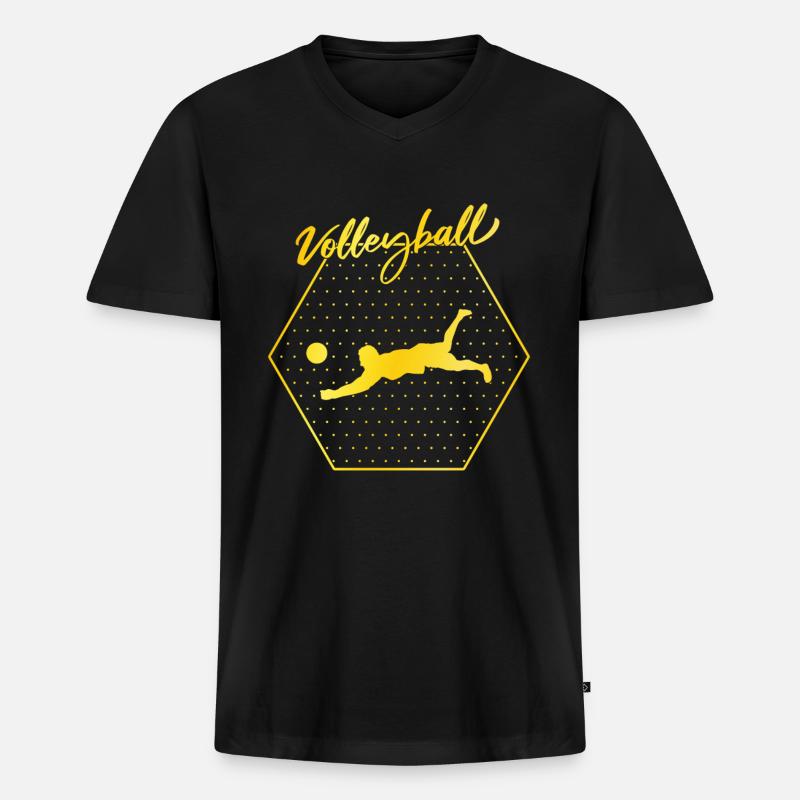 Volleyball - Männer Premium Bio T-Shirt mit V-Ausschnitt - Schwarz