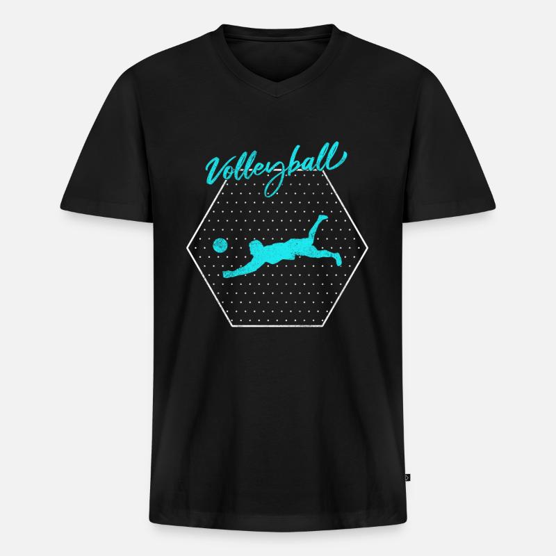Volleyball - Männer Premium Bio T-Shirt mit V-Ausschnitt - Schwarz