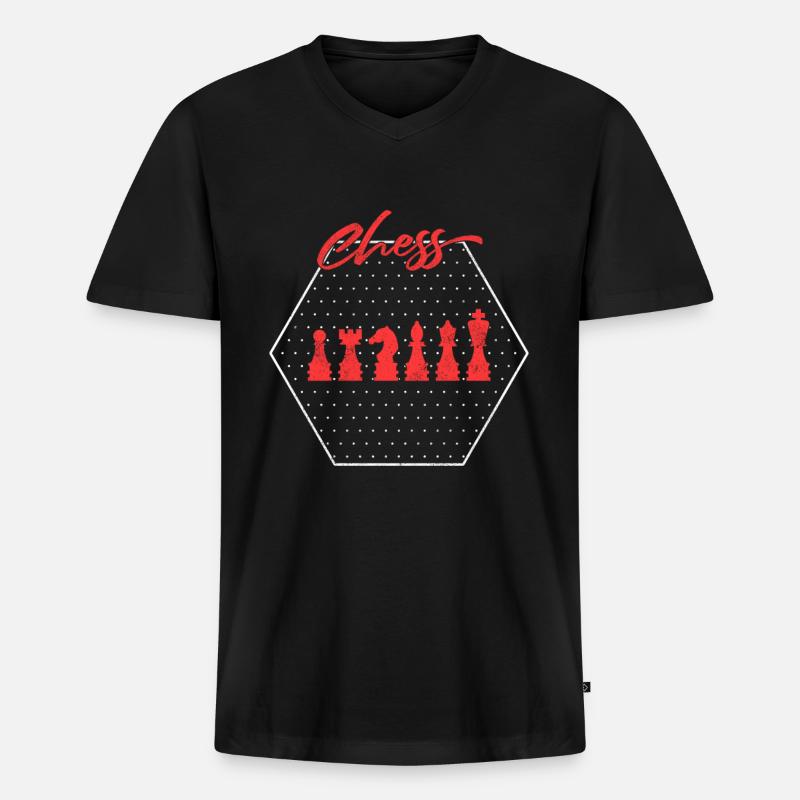 Schach - Männer Premium Bio T-Shirt mit V-Ausschnitt - Schwarz