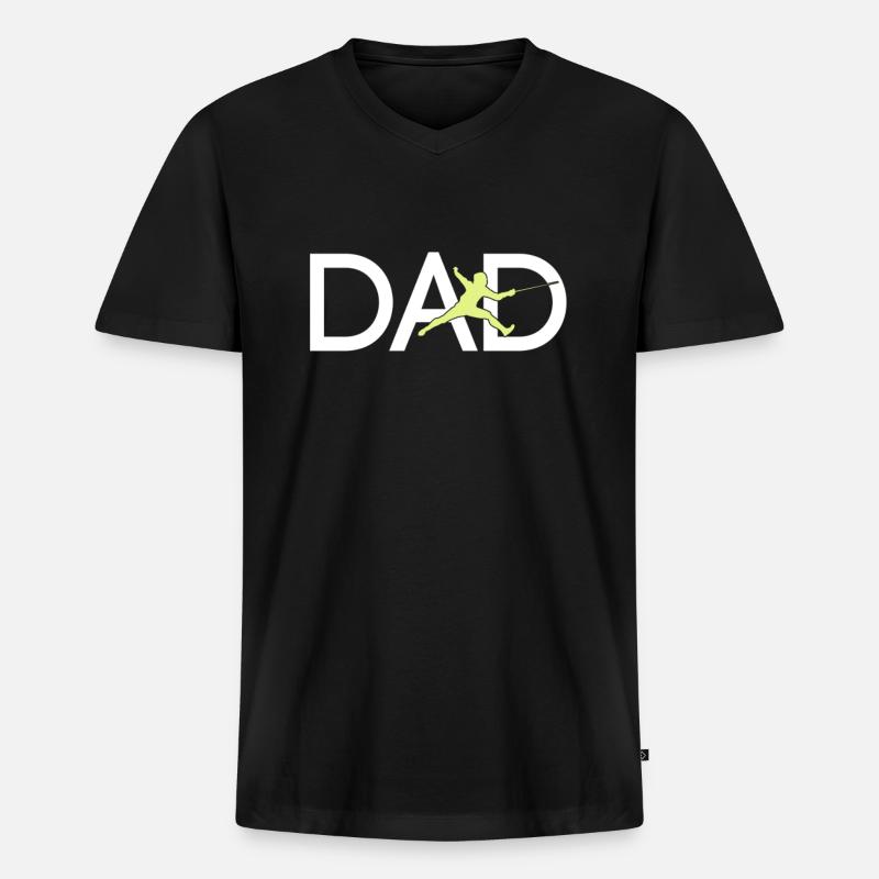 Fechten Papa - Männer Premium Bio T-Shirt mit V-Ausschnitt - Schwarz