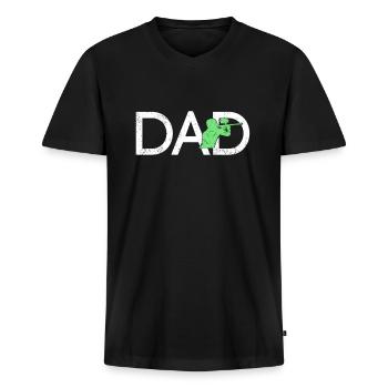 Paintball Papa - Männer Premium Bio T-Shirt mit V-Ausschnitt - Schwarz - Vorne - Nico (187cm)