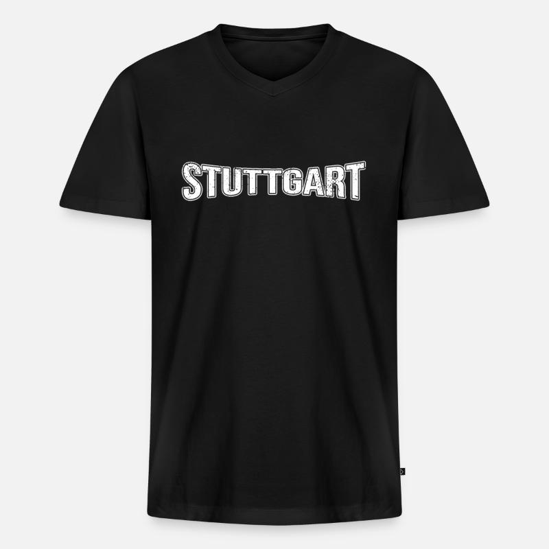 Stuttgart - Männer Premium Bio T-Shirt mit V-Ausschnitt - Schwarz