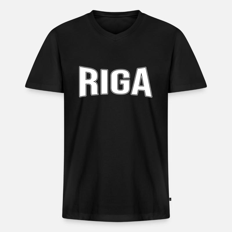 Riga - Männer Premium Bio T-Shirt mit V-Ausschnitt - Schwarz