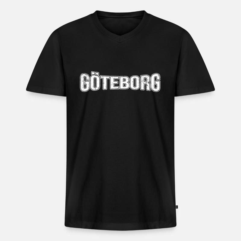 Göteborg - Männer Premium Bio T-Shirt mit V-Ausschnitt - Schwarz