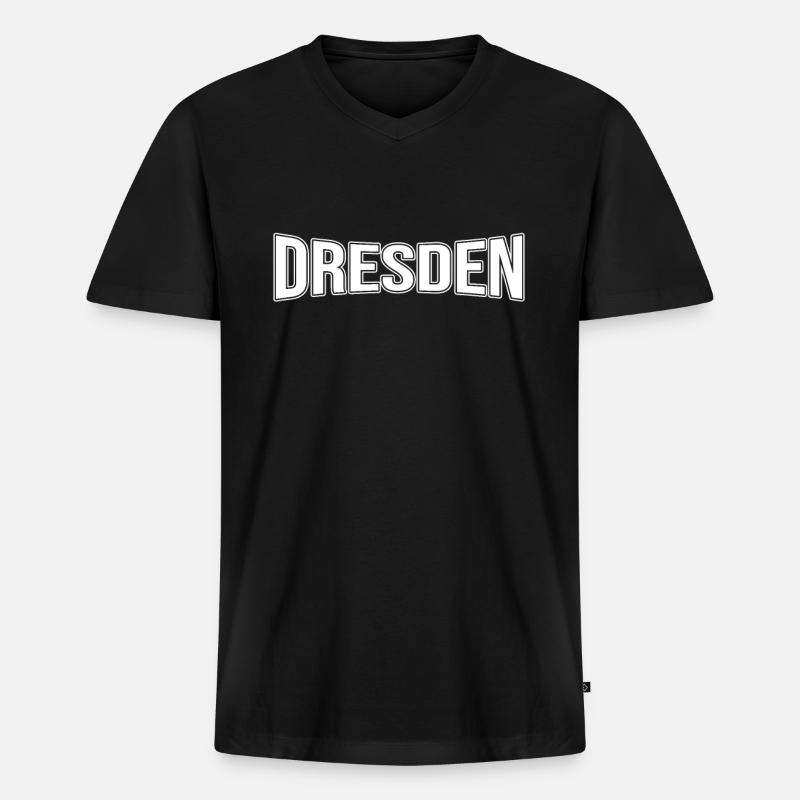 Dresden - Männer Premium Bio T-Shirt mit V-Ausschnitt - Schwarz