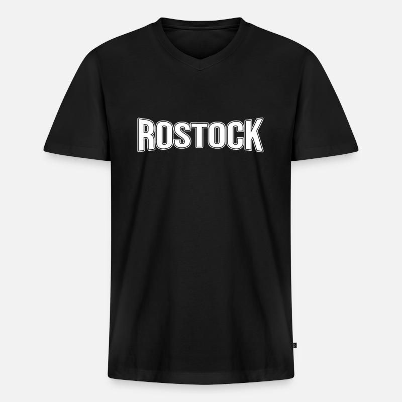 Rostock - Männer Premium Bio T-Shirt mit V-Ausschnitt - Schwarz