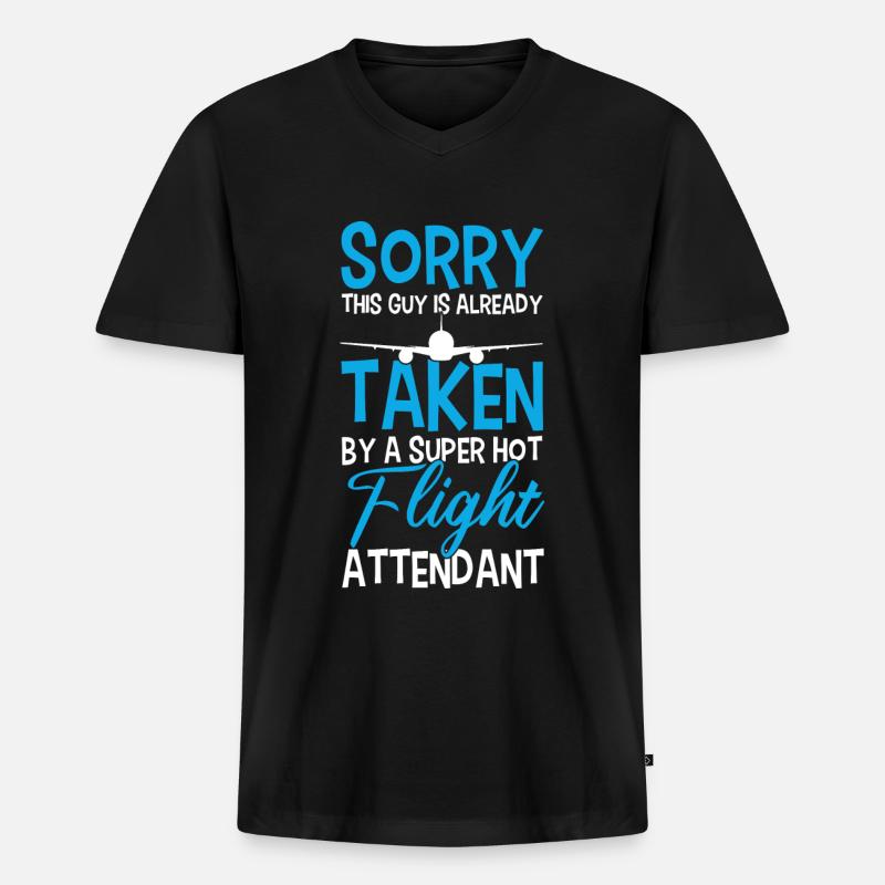 Flugbegleiter Stewardess Cabin Crew - Männer Premium Bio T-Shirt mit V-Ausschnitt - Schwarz