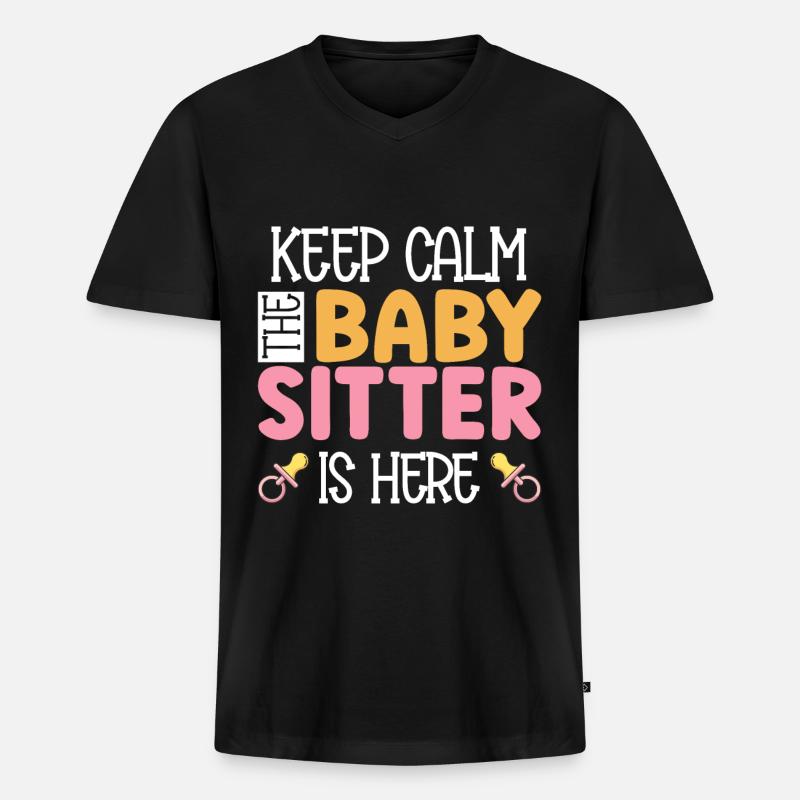 Babysitter Geschenk Babysitting Bester Babysitter - Männer Premium Bio T-Shirt mit V-Ausschnitt - Schwarz