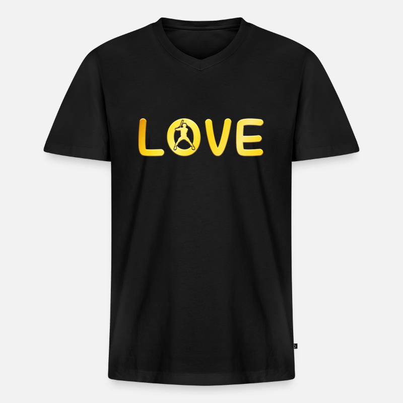 Baseball Liebe - Männer Premium Bio T-Shirt mit V-Ausschnitt - Schwarz