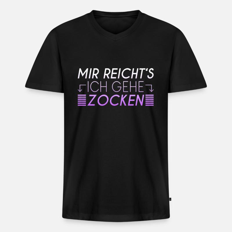 Zocken Spruch - Männer Premium Bio T-Shirt mit V-Ausschnitt - Schwarz
