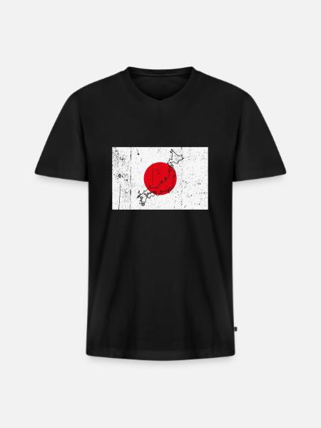 Japan Flag - Men's Premium Organic T-shirt with V-neck - black
