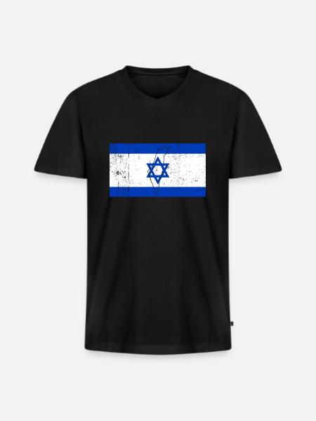 Drapeau d’Israël - T-shirt encolure en V Premium bio Homme - noir
