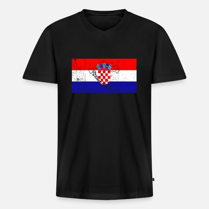 Kroatien Flagge - Männer Premium Bio T-Shirt mit V-Ausschnitt - Schwarz