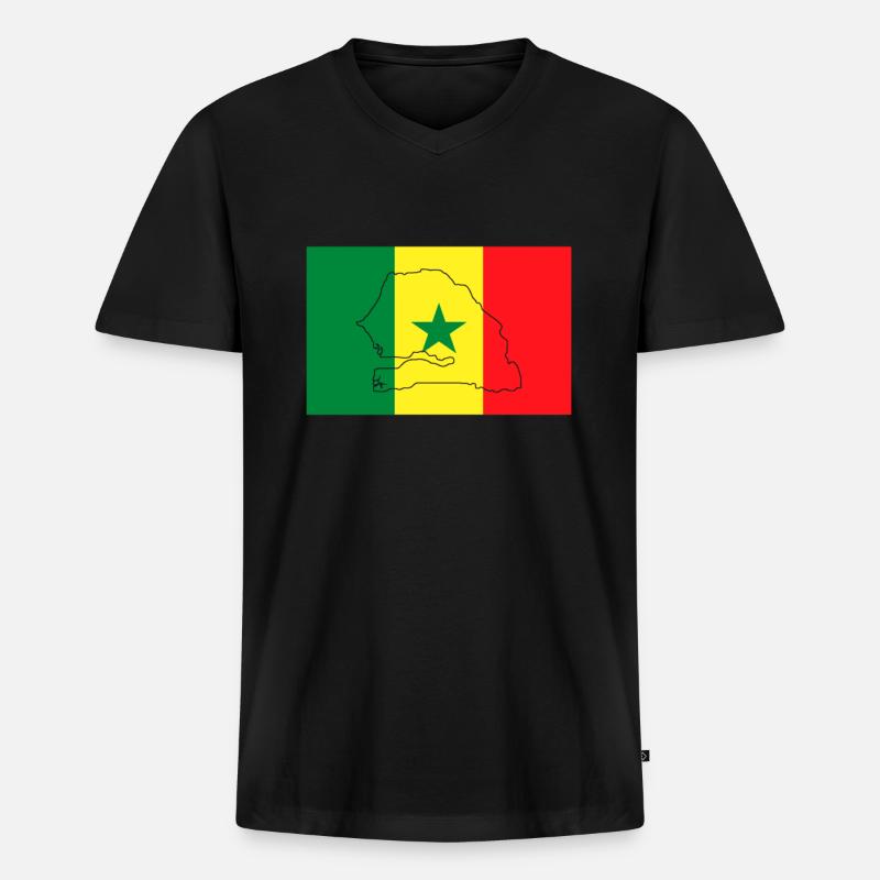 Senegal Flagge - Männer Premium Bio T-Shirt mit V-Ausschnitt - Schwarz