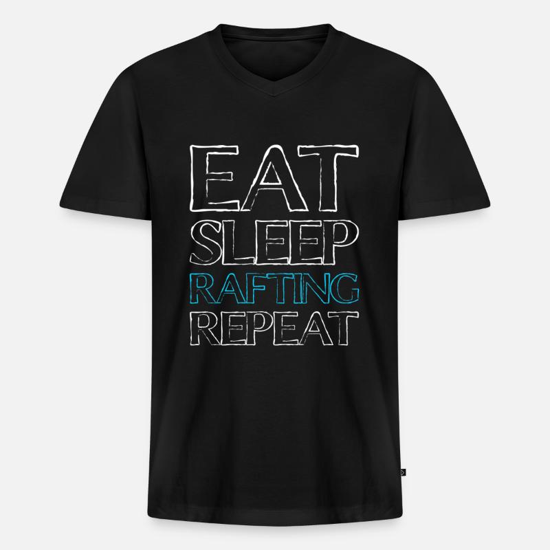 eat sleep rafting - Männer Premium Bio T-Shirt mit V-Ausschnitt - Schwarz