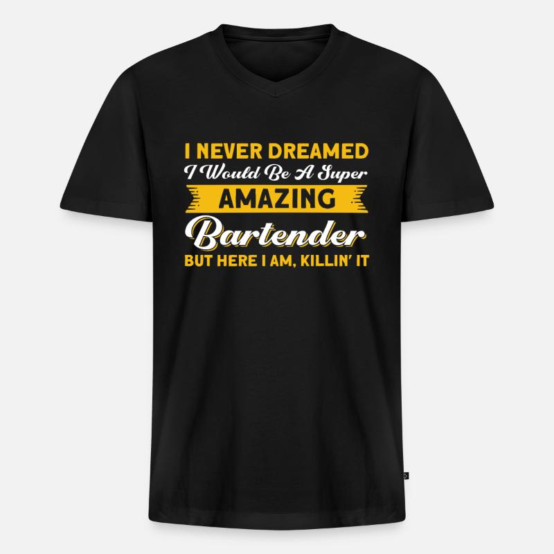 Barkeeper Geschenk Mixologist Spruch Bar - Männer Premium Bio T-Shirt mit V-Ausschnitt - Schwarz