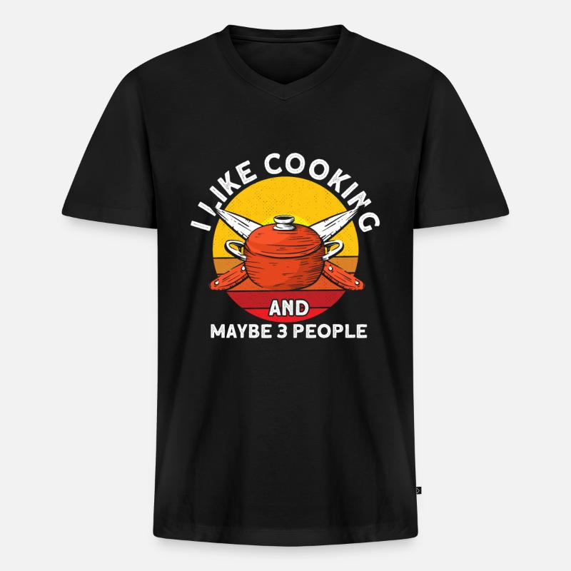 Küchenchef Spruch Geschenk Lustig Koch - Männer Premium Bio T-Shirt mit V-Ausschnitt - Schwarz