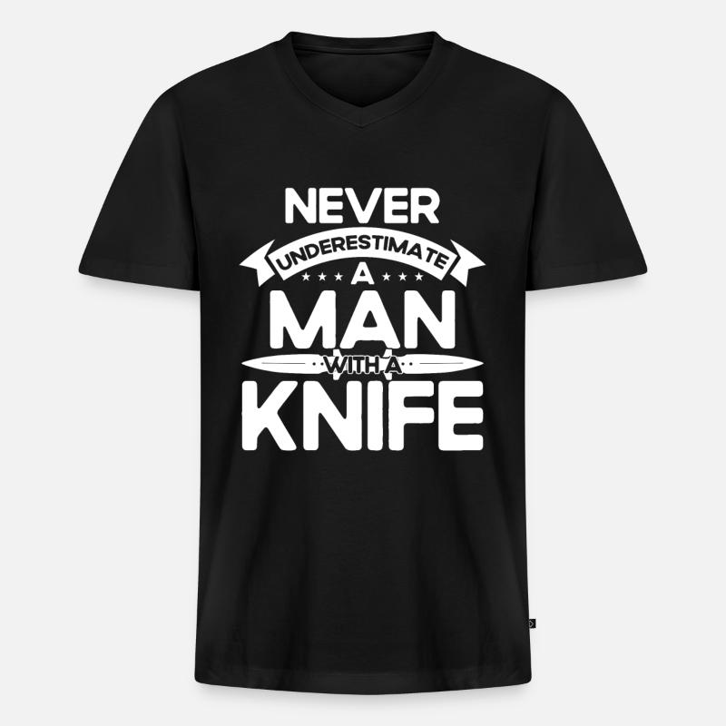Messerwurfscheibe Geschenk Messerwerfer - Männer Premium Bio T-Shirt mit V-Ausschnitt - Schwarz