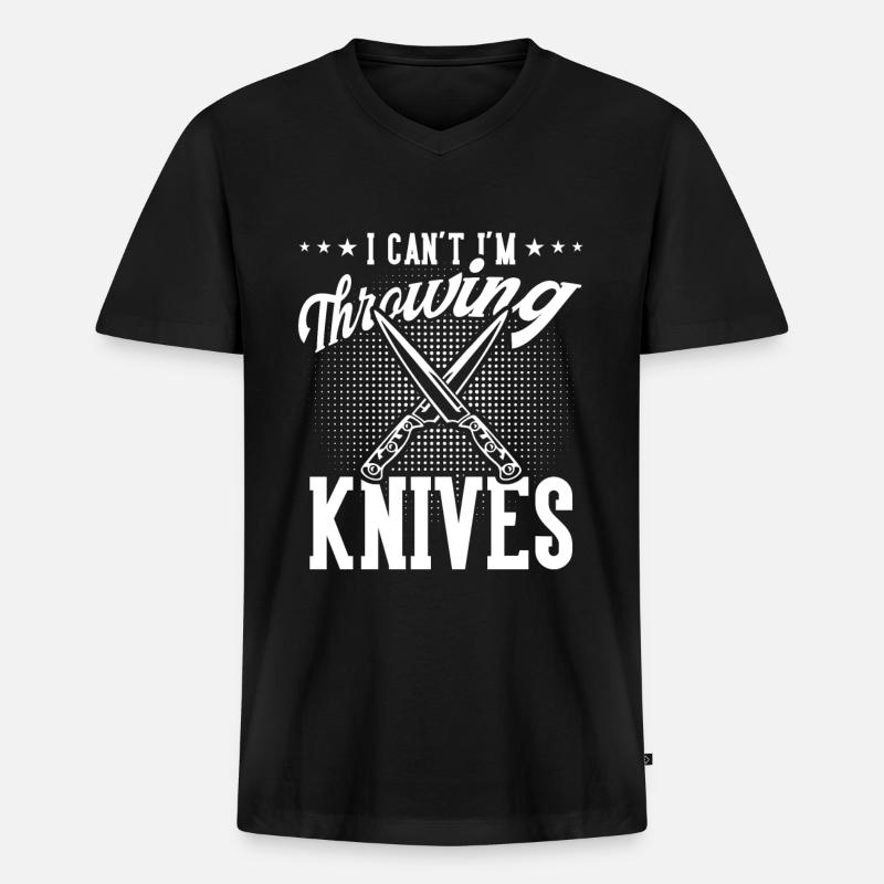 Messerwurfscheibe Geschenk Messerwerfer - Männer Premium Bio T-Shirt mit V-Ausschnitt - Schwarz