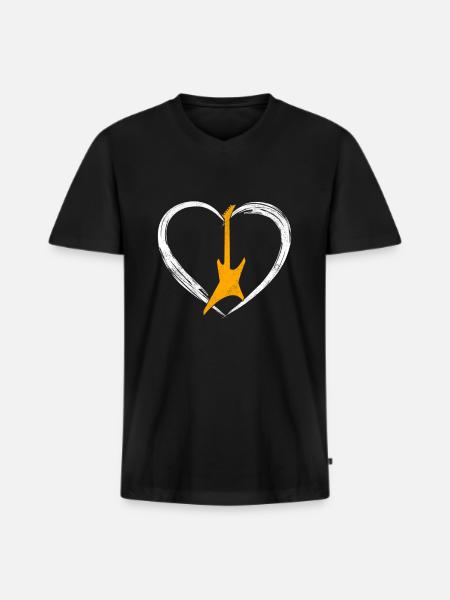 Egitarre Heart - Men's Premium Organic T-shirt with V-neck - black