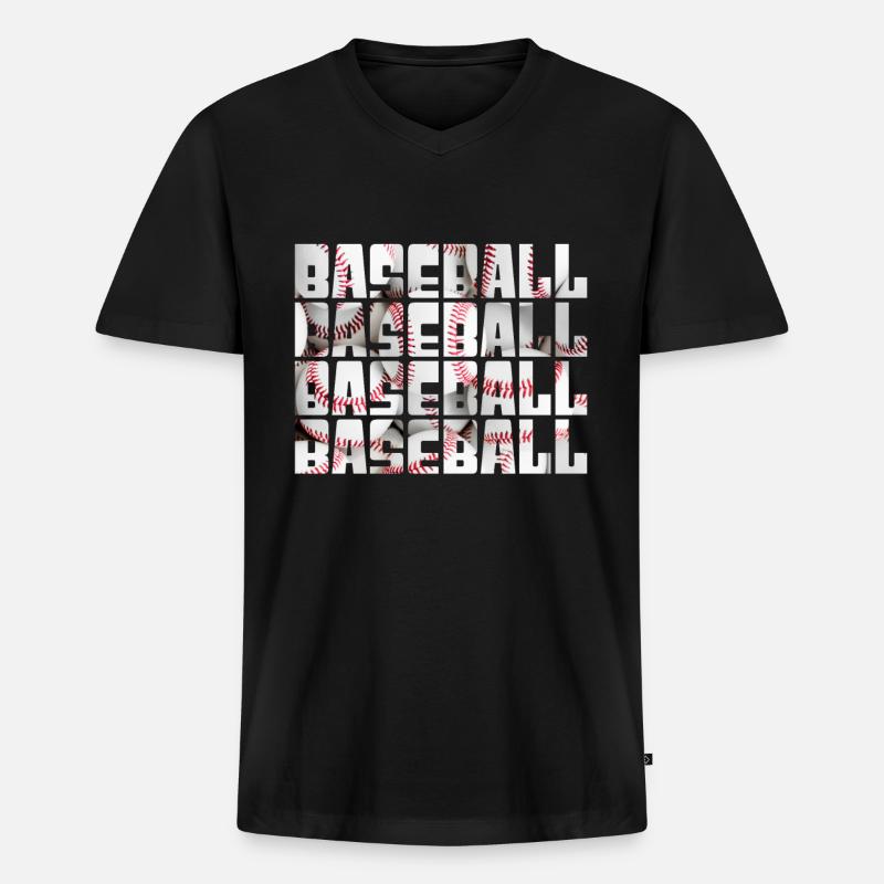 baseball - Männer Premium Bio T-Shirt mit V-Ausschnitt - Schwarz