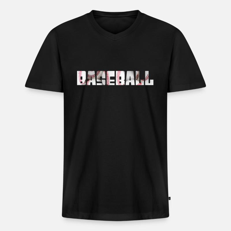 baseball - Männer Premium Bio T-Shirt mit V-Ausschnitt - Schwarz
