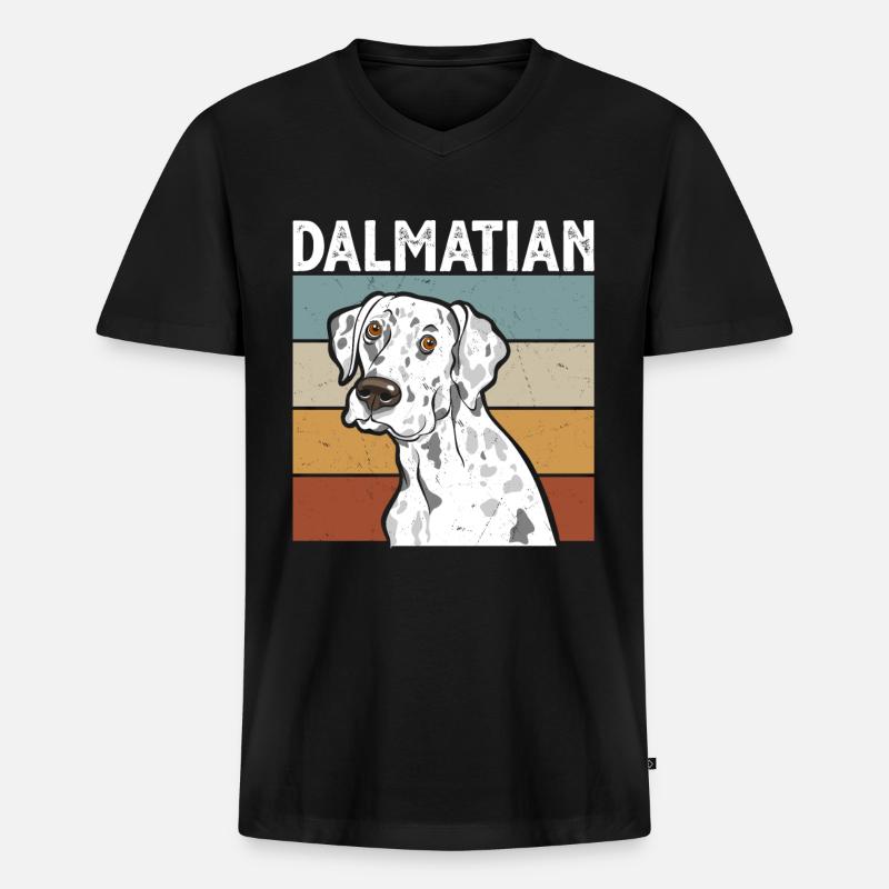 Retro Dalmatiner Hund - Männer Premium Bio T-Shirt mit V-Ausschnitt - Schwarz