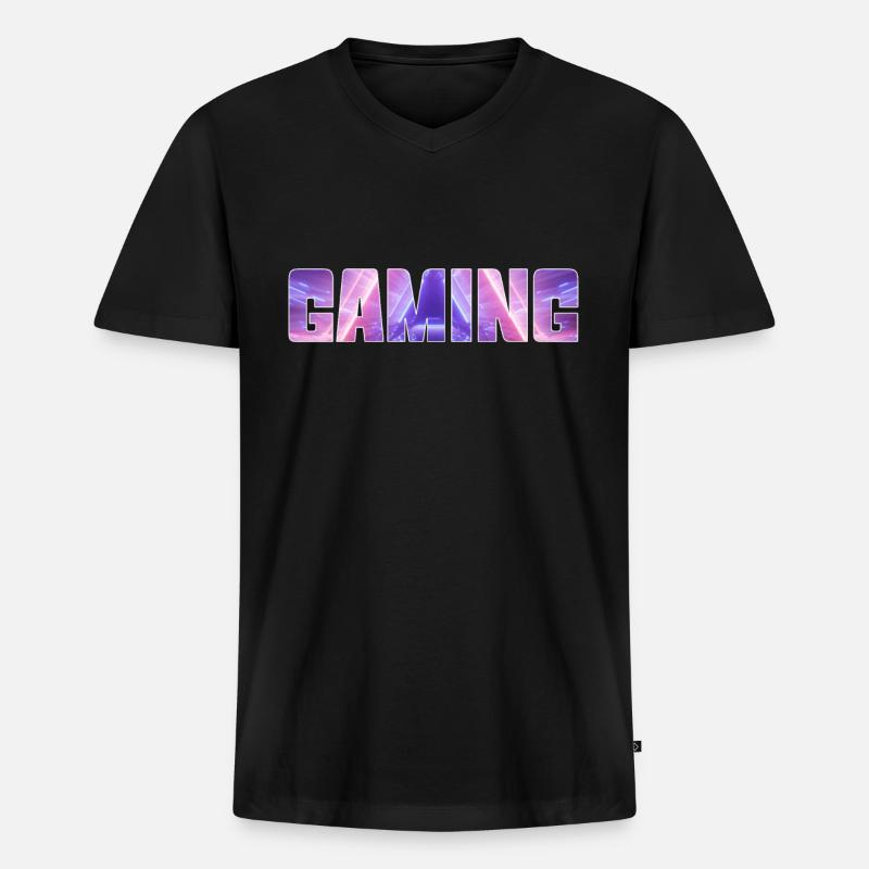 gaming - Männer Premium Bio T-Shirt mit V-Ausschnitt - Schwarz