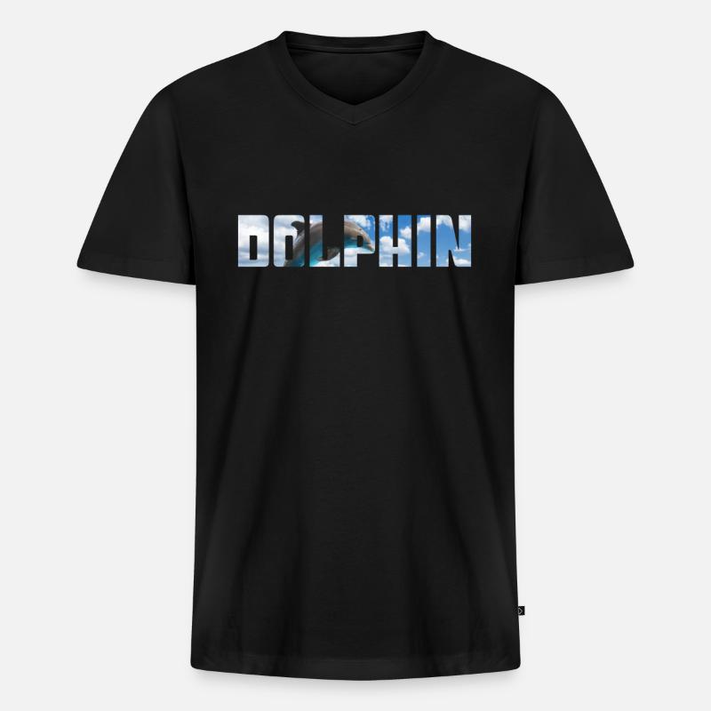 Delfin - Männer Premium Bio T-Shirt mit V-Ausschnitt - Schwarz
