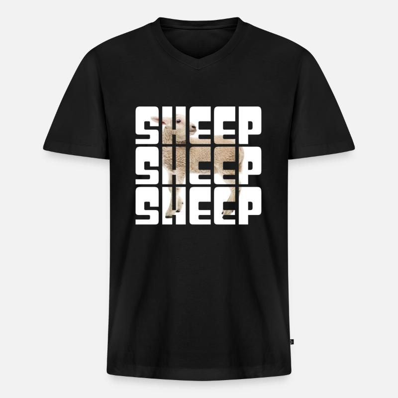 Schaf - Männer Premium Bio T-Shirt mit V-Ausschnitt - Schwarz