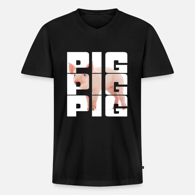 Schwein - Männer Premium Bio T-Shirt mit V-Ausschnitt - Schwarz
