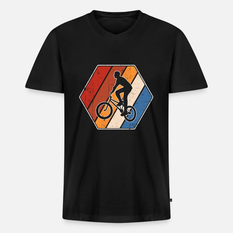 BMX Retro - Männer Premium Bio T-Shirt mit V-Ausschnitt - Schwarz