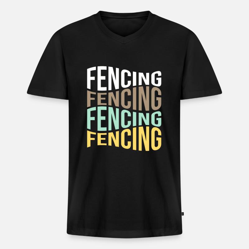 Fechten - Männer Premium Bio T-Shirt mit V-Ausschnitt - Schwarz