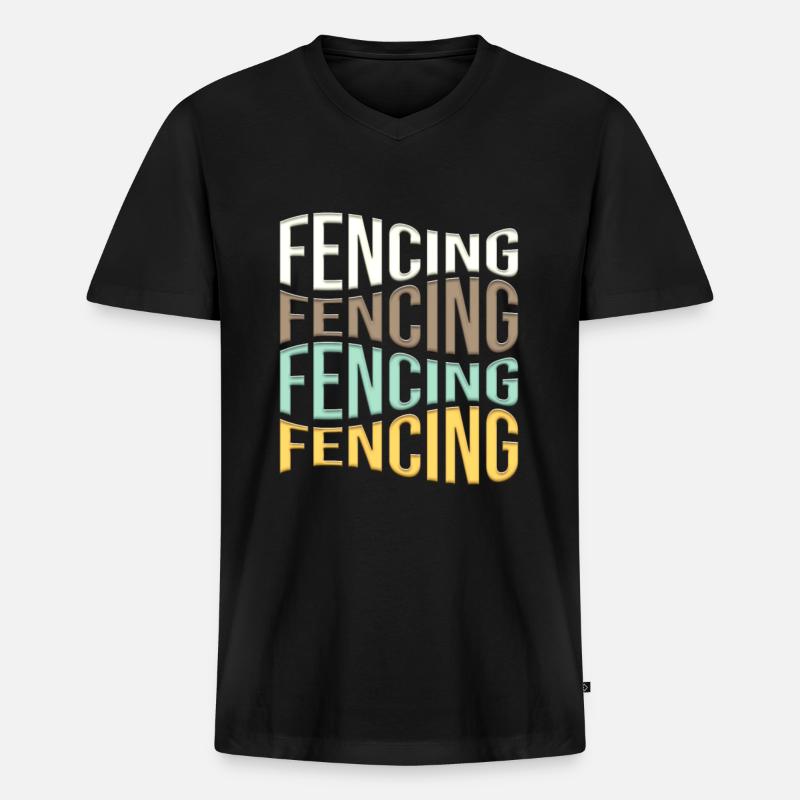 Fechten - Männer Premium Bio T-Shirt mit V-Ausschnitt - Schwarz