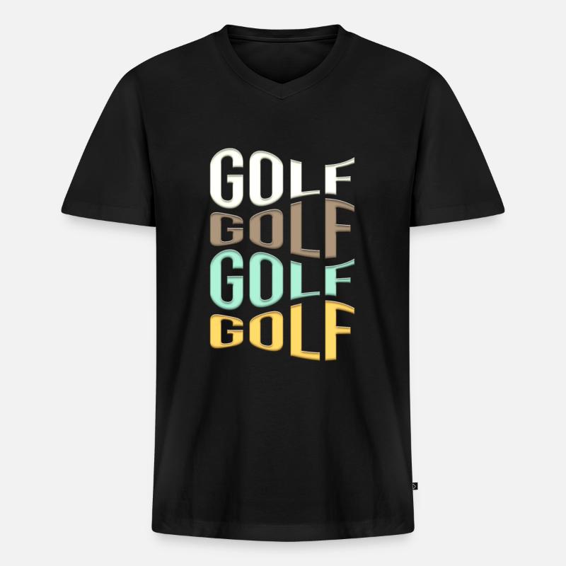 golf - Männer Premium Bio T-Shirt mit V-Ausschnitt - Schwarz