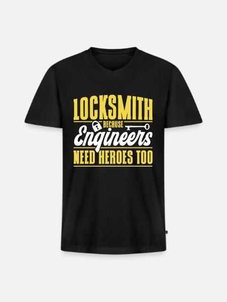 Locksmith Lock Picking Employee Locksmith - Men's Premium Organic T-shirt with V-neck - black