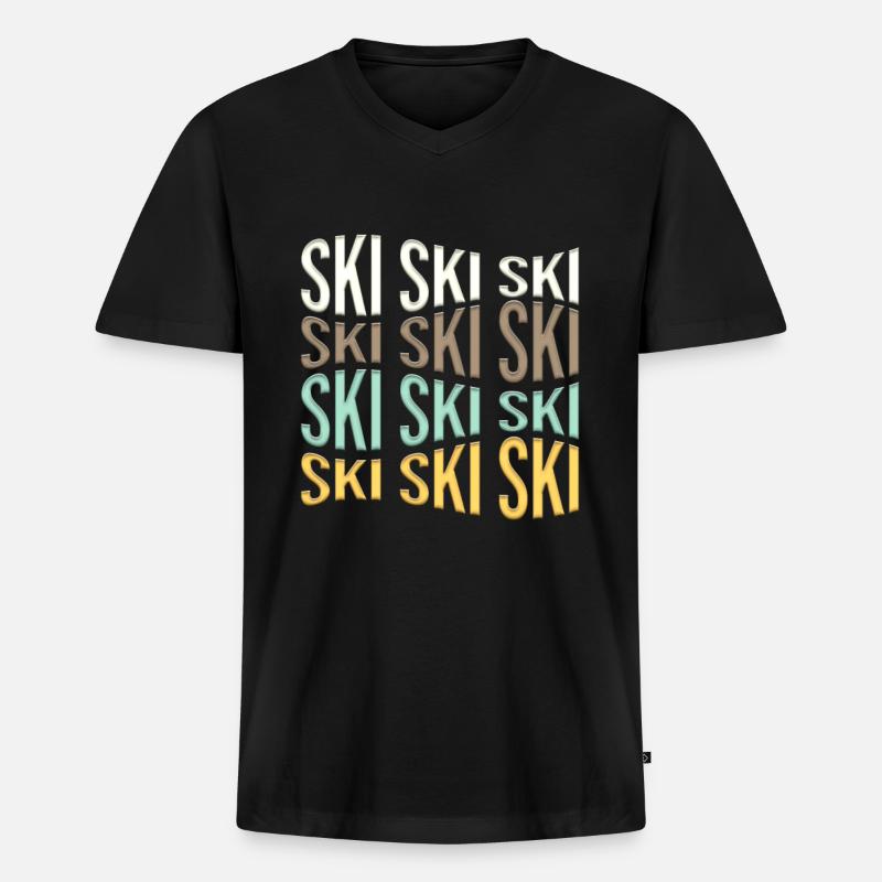 ski - Männer Premium Bio T-Shirt mit V-Ausschnitt - Schwarz