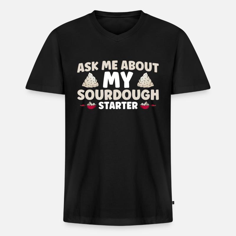Brotbacken Geschenk Bäckerei Zitat Bäcker - Männer Premium Bio T-Shirt mit V-Ausschnitt - Schwarz