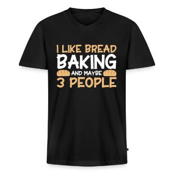 Bread Baking Gift Bakery Quote Baker - Men's Premium Organic T-shirt with V-neck - black - Front - Nico (187cm)