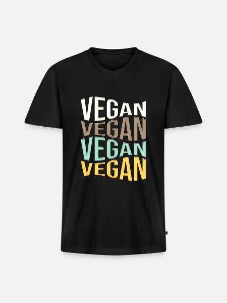 végétalien - T-shirt encolure en V Premium bio Homme - noir