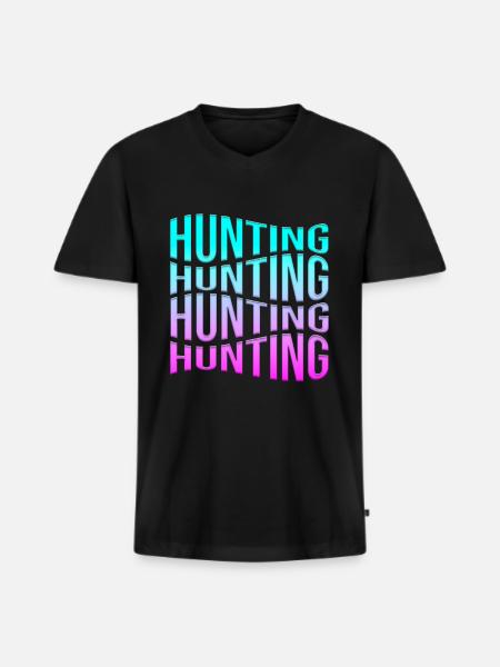 Hunt - Men's Premium Organic T-shirt with V-neck - black