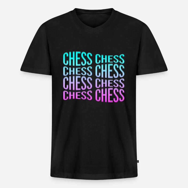 Schach - Männer Premium Bio T-Shirt mit V-Ausschnitt - Schwarz