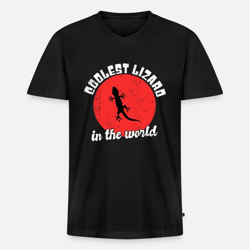 Coole Eidechse Spruch - Männer Premium Bio T-Shirt mit V-Ausschnitt - Schwarz